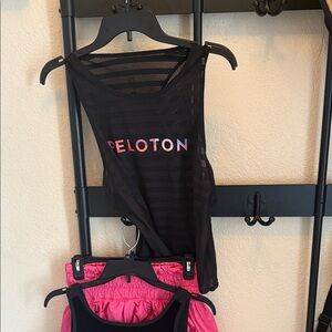 Peloton Black Tank and Pink Shorts Combo